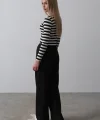 Beli Yarım Lastikli Palazzo Pantolon - Siyah