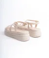 BELLA Lastikli Şerit Detaylı Ortopedik Taban Kadın Sandalet CKT - Krem