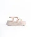 BELLA Lastikli Şerit Detaylı Ortopedik Taban Kadın Sandalet CKT - Krem