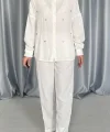 Beyaz 3 Taş otifli Gömlek Ve Pantolon Takım