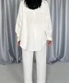 Beyaz 3 Taş otifli Gömlek Ve Pantolon Takım