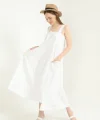 Beyaz Askılı Cepli Elbise