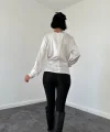 Beyaz Bisiklet Yaka Bluz