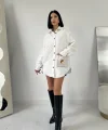 Beyaz Cepli Kapitone Gömlek