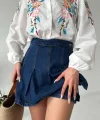 Beyaz Çiçek Nakışlı Gömlek