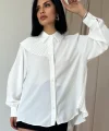 Beyaz Pilise Detaylı Jesica Gömlek