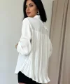 Beyaz Pilise Detaylı Jesica Gömlek