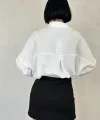 Beyaz Taş İşlemeli Gömlek