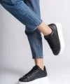 BIANA Bağcıklı Ortopedik Taban Kadın Sneaker Spor Ayakkabı  CBT - Siyah