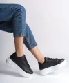 BIANA Bağcıklı Ortopedik Taban Kadın Sneaker Spor Ayakkabı  CBT - Siyah