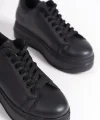 BIANA Bağcıklı Ortopedik Taban Kadın Sneaker Spor Ayakkabı CST - Siyah