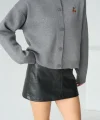 Bisiklet Yaka 5 Düğmeli Hırka  Gri