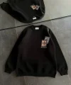 Bisiklet Yaka Baskılı SweatShirt - Siyah