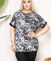 Bisiklet Yaka Büyük Beden Desenli Bluz  Desenli