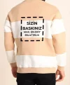 Bisiklet Yaka Parçalı Özel Üretim Sweatshirt- Bej