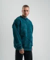 Bisiklet Yaka Yıkamalı Asimetrik Kesşm SweatShirt - Koyu Deniz Yeşili