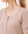 Bisküvi Fermuarlı Örme Bluz 4316