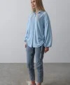 Biye Detaylı Ayrobin Gömlek - Mavi