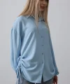 Biye Detaylı Ayrobin Gömlek - Mavi