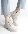BLOOM Bağcıklı Fermuarlı Ortopedik Taban Kadın Bot  CKT - Krem