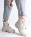 BLOOM Bağcıklı Fermuarlı Ortopedik Taban Kadın Bot  CKT - Krem