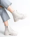 BLOOM Bağcıklı Fermuarlı Ortopedik Taban Kadın Bot  CKT - Krem