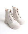 BLOOM Bağcıklı Fermuarlı Ortopedik Taban Kadın Bot  CKT - Krem