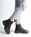 BLOOM Bağcıklı Fermuarlı Ortopedik Taban Kadın Bot CST - Siyah