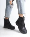 BLOOM Bağcıklı Fermuarlı Ortopedik Taban Kadın Bot CST - Siyah