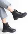 BLOOM Bağcıklı Fermuarlı Ortopedik Taban Kadın Bot CST - Siyah