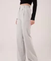 Bol Paça Piliseli Gri Pantolon
