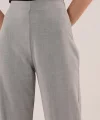 Bol Paça Yandan Fermuarlı Gri Kumaş Pantolon
