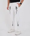 Boru Paça Üç İplik Baskılı Eşofman Pantolon - Beyaz