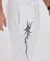 Boru Paça Üç İplik Baskılı Eşofman Pantolon - Beyaz