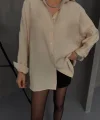 BOYFRİEND GÖMLEK MODAL KUMAŞ OVERSİZE - Bej