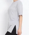 Büyük Beden Duble Kol Tişört Gri