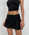 Büzgülü Bel Lastikli Mini Etek
