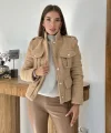 Camel Cepli Yumoş Ceket