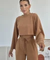 Camel Fitilli Bluz Ve Pantolon Takım