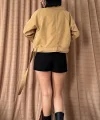 Camel Kemerli Kısa Trech Ceket