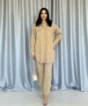 Camel Yıkamalı Gömlek Ve Pantolon Takım