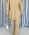 Camel Yıkamalı Gömlek Ve Pantolon Takım