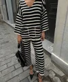 Candy Çizgili Straight Fit Pantolon Takım 9705-015