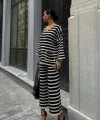 Candy Çizgili Straight Fit Pantolon Takım 9705-015