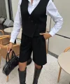 Çapraz Düğmeli Ve Bermuda Şortlu Yelekli Takım 10171