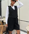 Çapraz Düğmeli Ve Bermuda Şortlu Yelekli Takım 10171