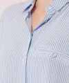 Cep Detay Çizgili Oversize avi Gömlek
