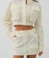 Cep Detay Paraşüt Crop Ceket