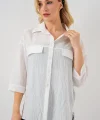 Cep Detaylı Kısa Kol Gömlek 20317 - Beyaz