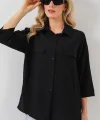 Cep Detaylı Kısa Kol Gömlek 20317 - Siyah